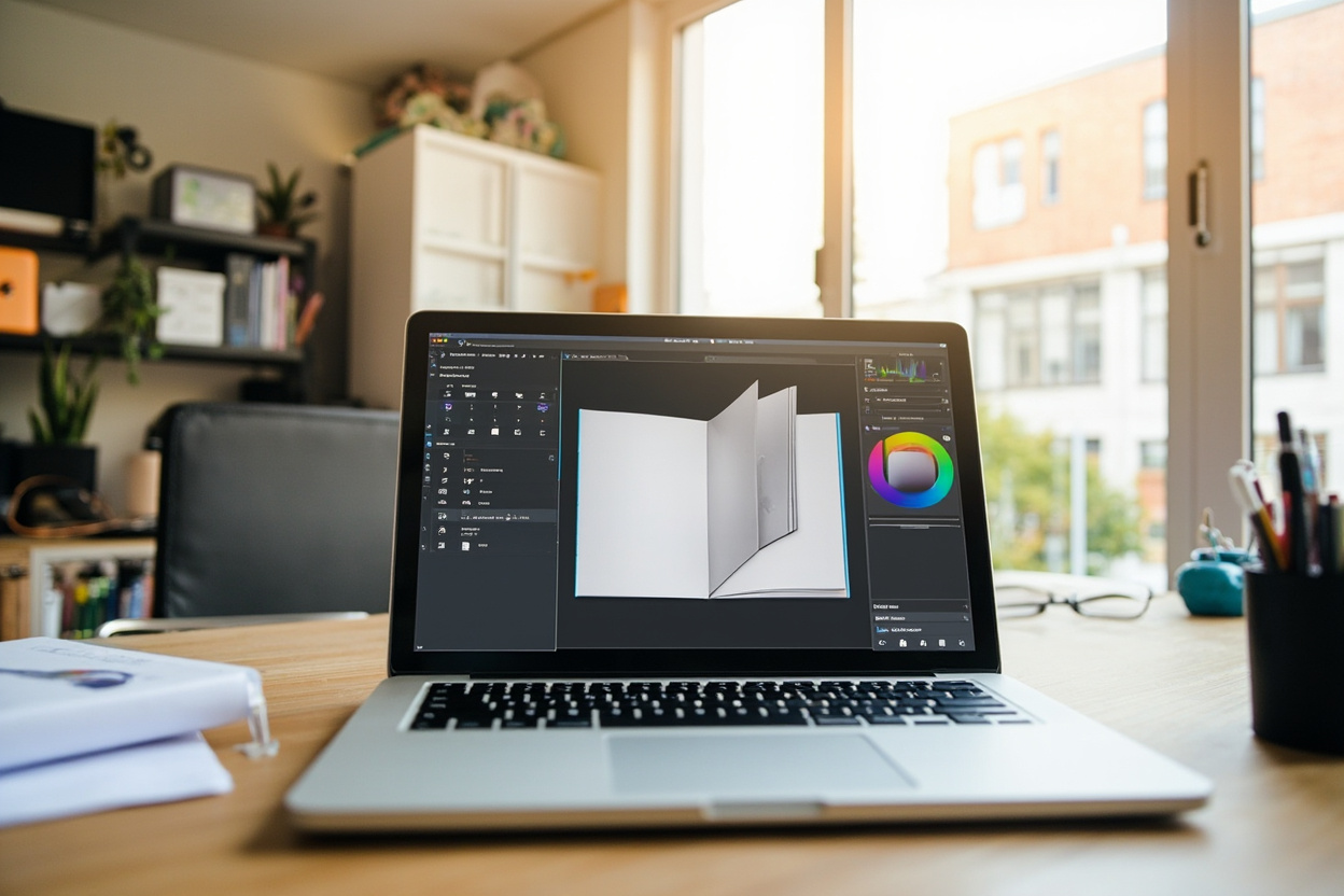 Flip book creation interface on laptop